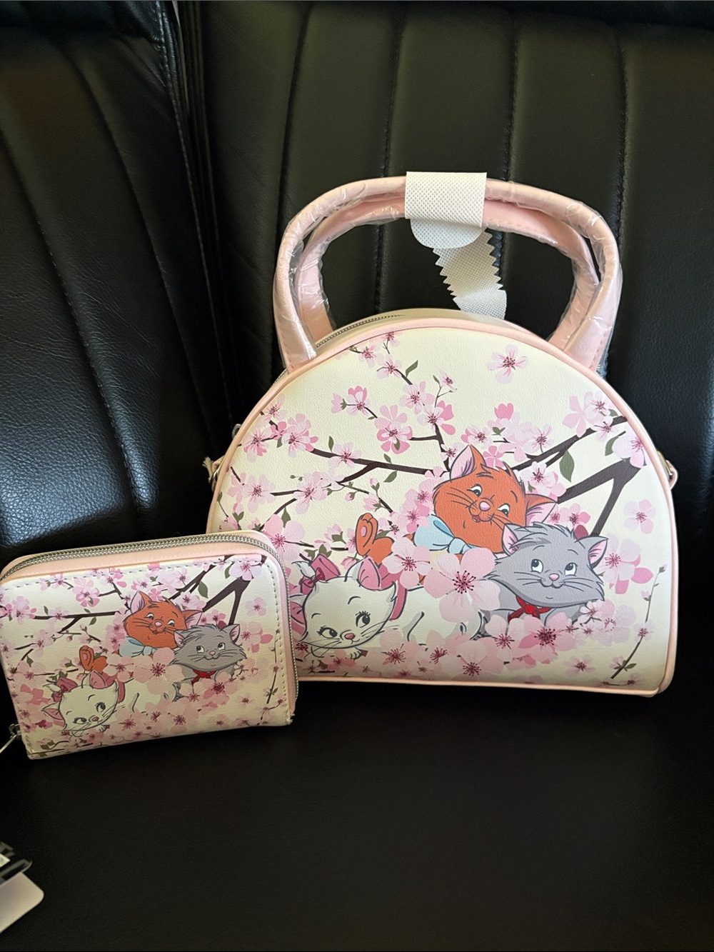 Loungefly Pink and Cream Marie Cherry Blossom Handbag & Wallet Set - Picture 2 of 3